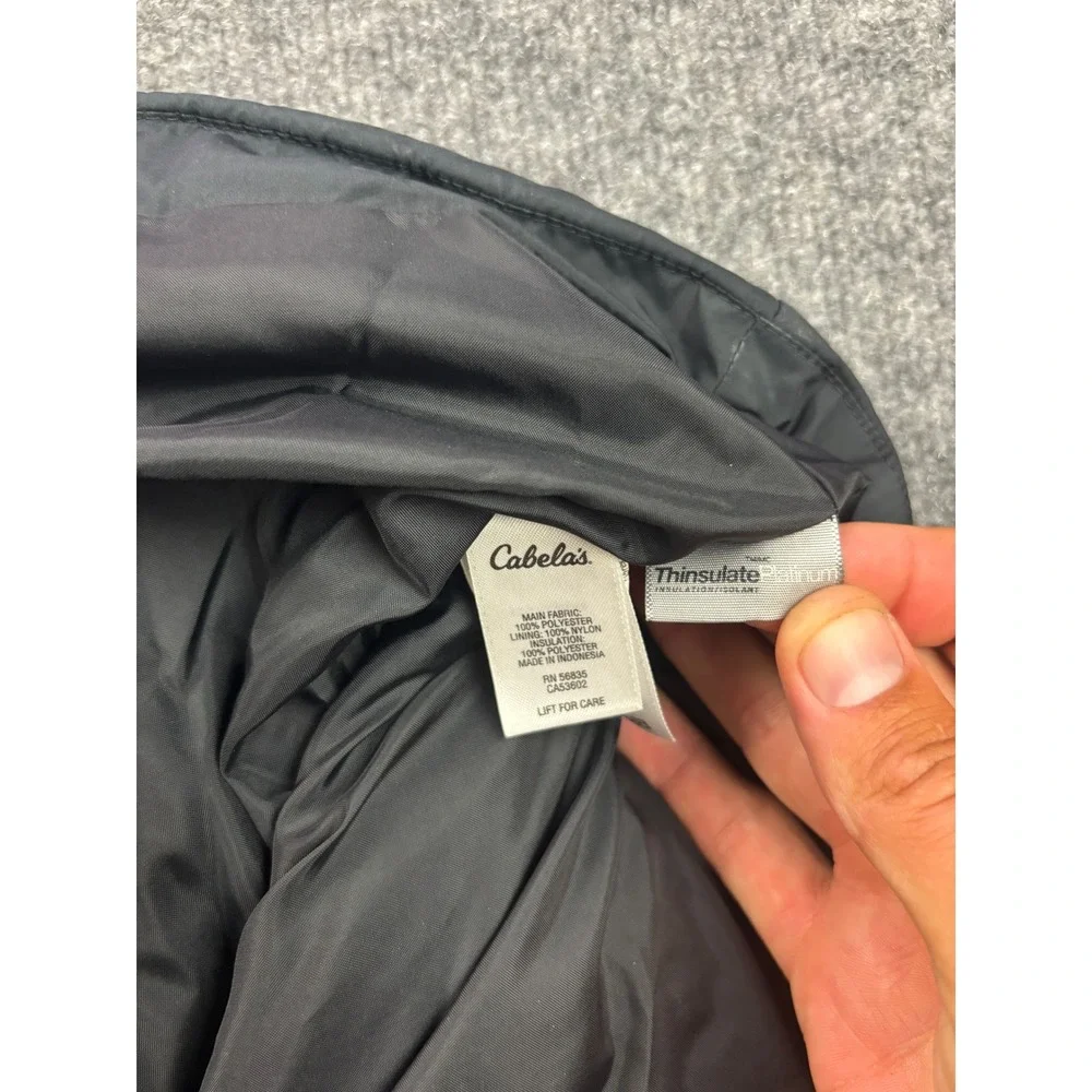 Cabela's Puffer Vest Womens Medium Black Thinsulate Platinum Quilted Full Zip